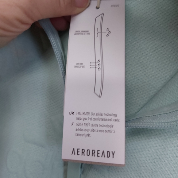 adidas Women's Aeroready Logo Jacquard Half-Zip Sweatshirt green tint in color - Picture 11 of 16